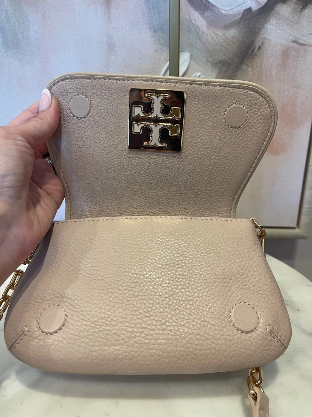 Tory Burch Pebbled Leather Crossbody in Blush